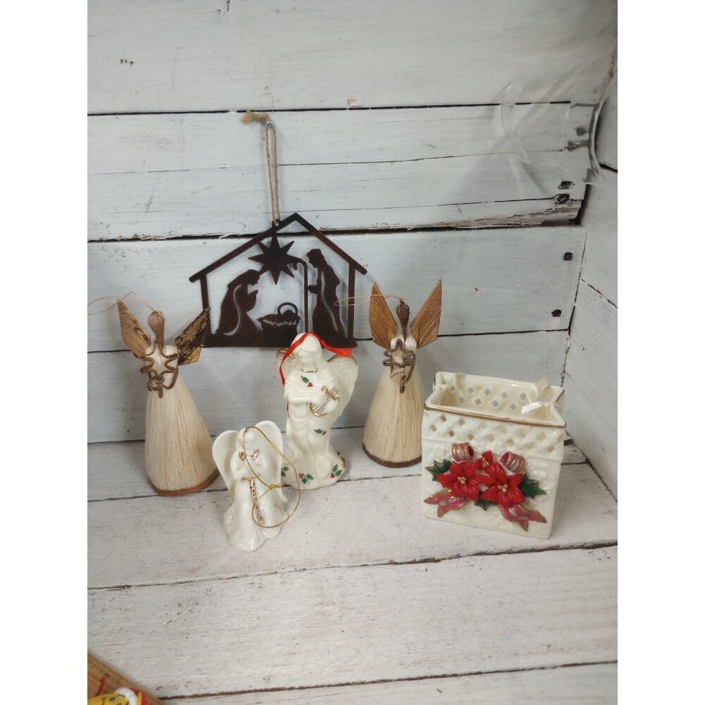 Lot Of 6 Christmas Holiday Ornaments Angels Nativity